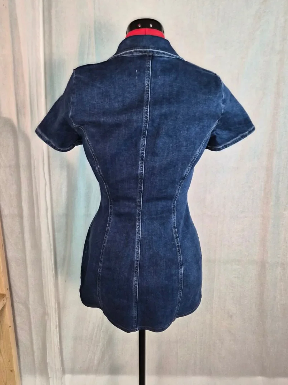 Zara Dark Blue Denim Mini Dress - Picture 3 of 13